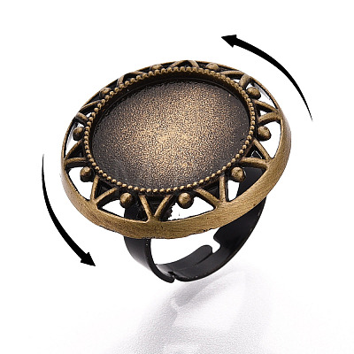 Adjustable Alloy & Iron Bezel Cup Ring Base with Rotatable Tray MAK-T012-12AB-1