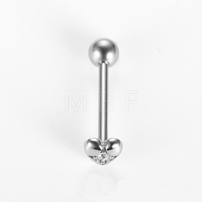 316L Surgical Stainless Steel Micro Pave Clear Cubic Zirconia Tongue Rings FS-WG6EDE0-02-1