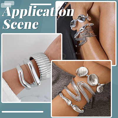 1 Set CCB Plastic Bracelets & Bangles Set for Women BJEW-SP0001-37-1