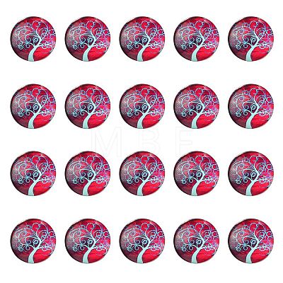 Half Round/Dome Tree Pattern Glass Flatback Cabochons for DIY Projects GGLA-YW0001-14E-1