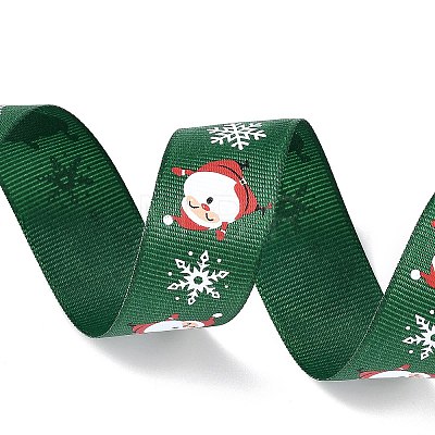 20 Yards Christmas Santa Claus Printed Polyester Grosgrain Ribbons OCOR-K005-01B-1