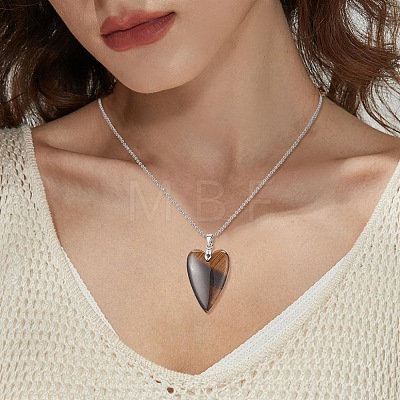 Heart Natural & Synthetic Gemstone Pendant Necklace NJEW-TA00066-1