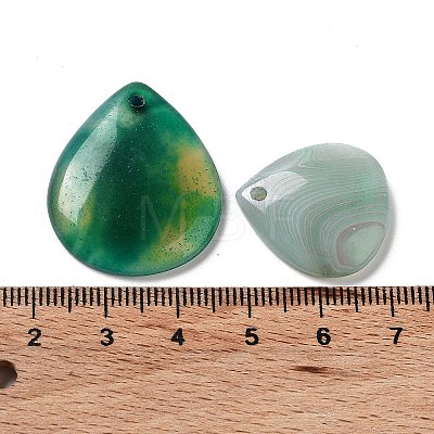 Dyed & Heated Natural Green Agate Pendants G-G065-03E-1