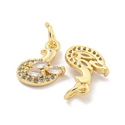 Brass Micro Pave Clear Cubic Zirconia Charms KK-Z044-33G-1