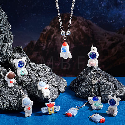   20Pcs 10 Styles Space Theme Opaque Resin Pendants FIND-PH0006-16-1