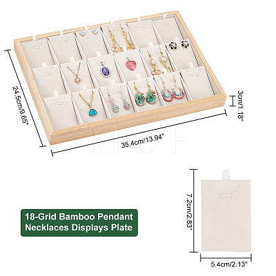 18-Grid Bamboo Pendant Necklaces Displays Plate NDIS-WH0006-07-1