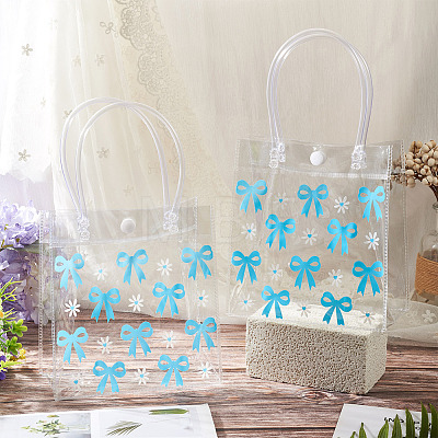 Rectangle Transparent Printed PVC Plastic Gift Tote Bags ABAG-TADJ0002-002F-1