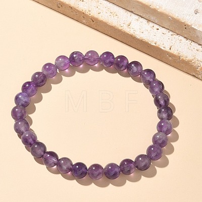 Natural Amethyst Bead Stretch Bracelets BJEW-K212-A-034-1