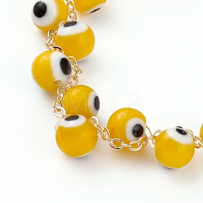 Handmade Evil Eye Lampwork  Beaded Bracelets BJEW-JB05856-1