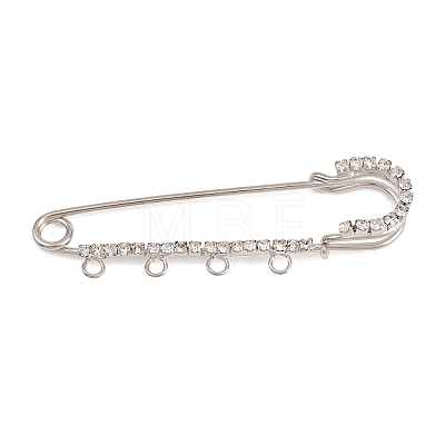 Iron Rhinestone Safety Pins Brooch Findings IFIN-A021-01D-P-1