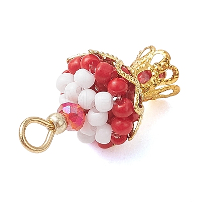 7Pcs Glass Seed Beaded Cake Pendants PALLOY-MZ01232-1