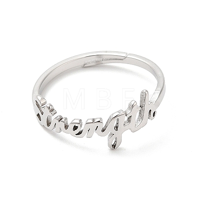 304 Stainless Steel Word Adjustable Ring RJEW-L107-019P-1