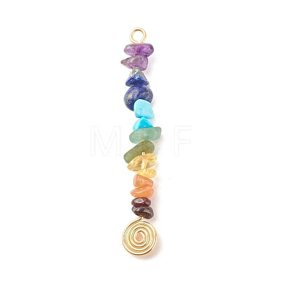 Chakra Natural & Synthetic Gemstone Copper Wire Wrapped Big Pendants PALLOY-JF01610-1