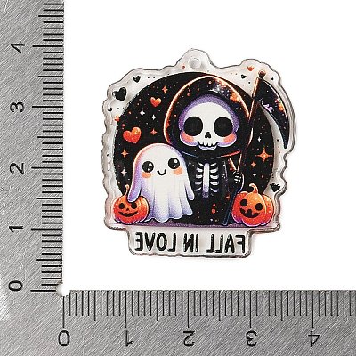 Halloween Theme Opaque Printed Acrylic Pendants SACR-S034-05A-1