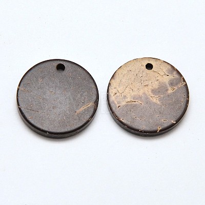 Wood Jewelry Findings Flat Round Coconut Pendants COCO-E001-10A-1