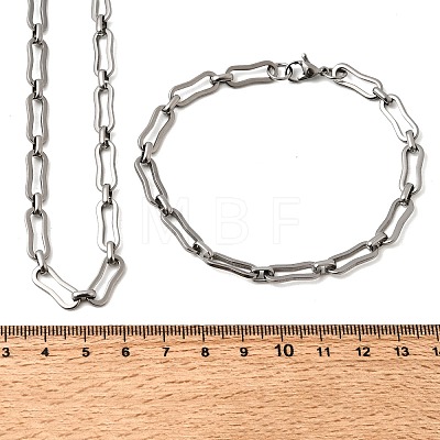 304 Stainless Steel Link Chain Bracelet & Necklace Jewelry Sets SJEW-L199-14P-1