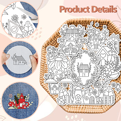 4 Sheets 11.6x8.2 Inch Stick and Stitch Embroidery Patterns DIY-WH0455-195-1