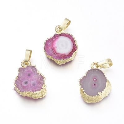 Electroplated Natural Agate Pendants G-O182-22-1