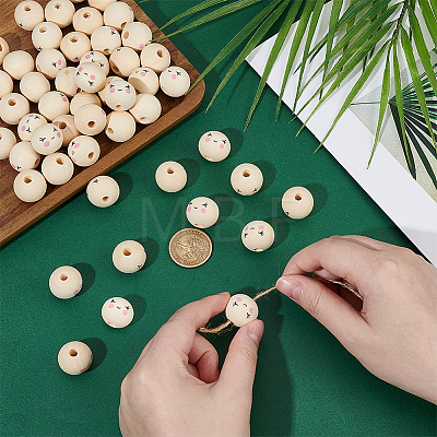 Printed Wood Beads WOOD-WH0052-008-1