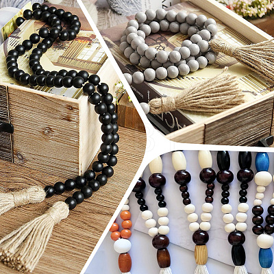 250Pcs 5 Colors Spray Painted Round Natural Schima Wood Beads WOOD-PA0001-74-1