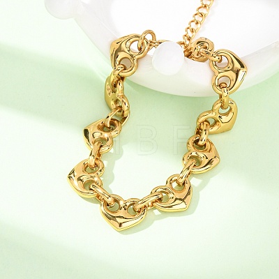 304 Stainless Steel Heart Link Chain Bracelets for Women BJEW-F536-19G-1