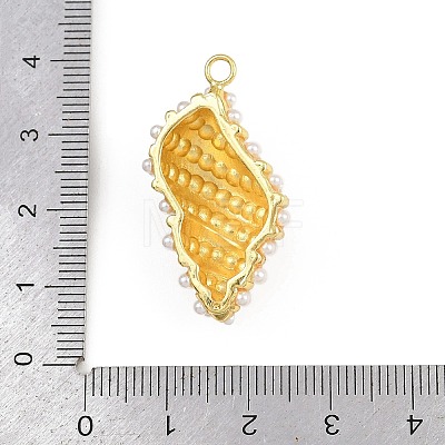 Shell Shape Brass ABS Imitation Pearl Pendants KK-I352-04D-G-1