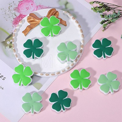 12Pcs 3 Colors Clover Food Grade Eco-Friendly Silicone Focal Beads SIL-SZ0001-18-1