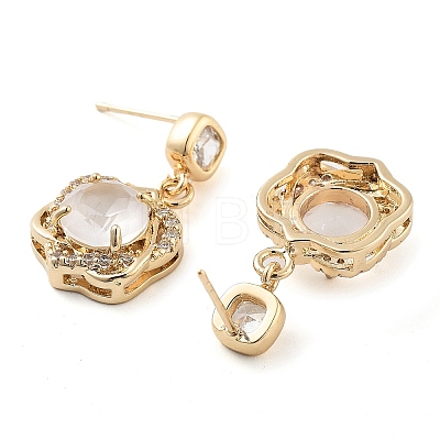 Brass with Glass Dangle Studs Earrings EJEW-Q800-12KCG-1
