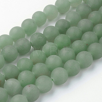 Frosted Round Natural Green Aventurine Bead Strands X-G-J338-05-8mm-1