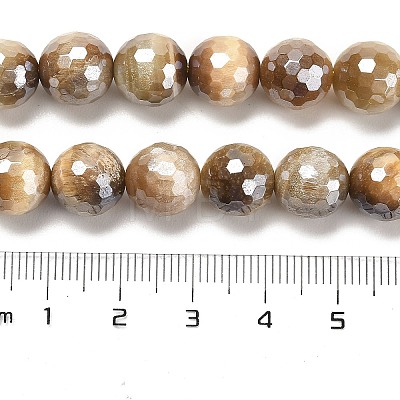 Electroplated Natural Tiger Eye Round Beads Strands G-L598-A04-03-1