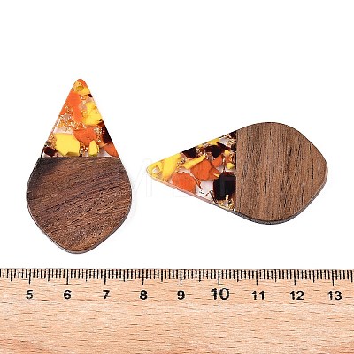 Transparent Resin and Walnut Wood Pendants RESI-T057-06M-1