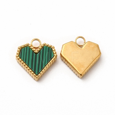 Synthetic Malachite Dyed Heart Charms STAS-A076-08G-1