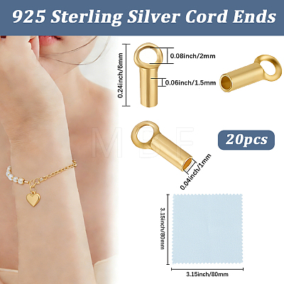 20Pcs 925 Sterling Silver Cord Ends STER-BBC0009-87G-1