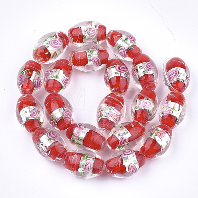 Handmade Silver Foil Glass Lampwork Beads LAMP-Q030-02G-1