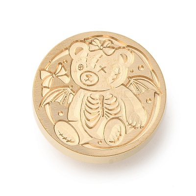 Golden Tone Wax Seal Brass Stamp Heads AJEW-U008-01G-01-1