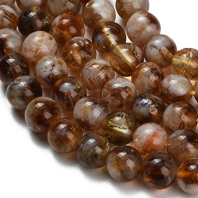 Heated Natural Citrine Beads Strands X-G-C293-A04-8mm-1