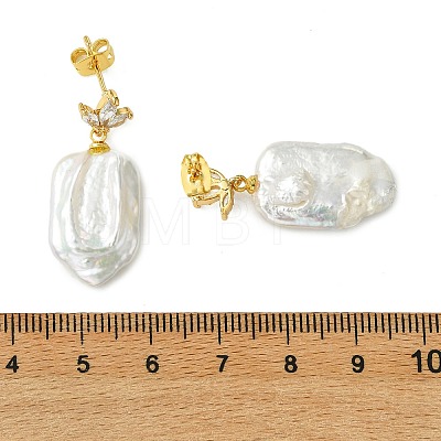 Brass Micro Pave Cubic Zirconia Stud Dangle Earrings for Women EJEW-JE07279-1