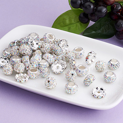 Cheriswelry 100Pcs 4 Styles Pave Disco Ball Beads RB-CW0001-01-1