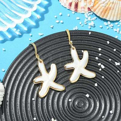 Natural Freshwater Shell Dangle Earrings EJEW-JE07203-1