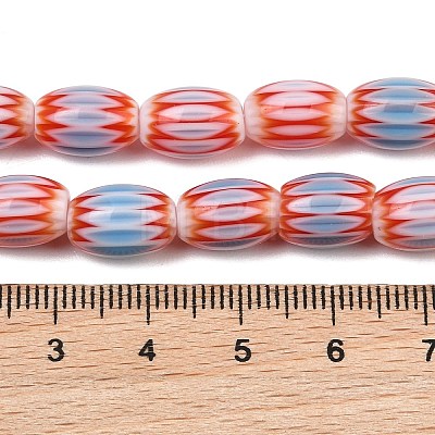 Handmade Millefiori Glass Oval Bead Strands LK-Z001-01B-08-1