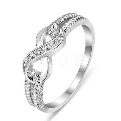 Brass & Clear Cubic Zirconia Finger Rings for Women FS-WGA713C-01-1