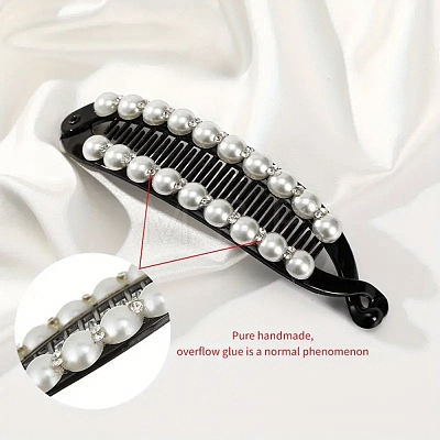 Plastic Imitation Pearl Banana Hair Clips PW-WGEC241-03-1