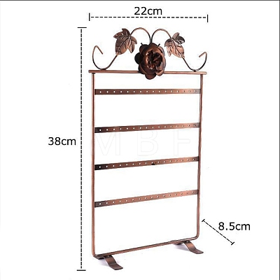 Rectangle with Flower Iron Earrings Storage Rack PW-WG2AE78-01-1