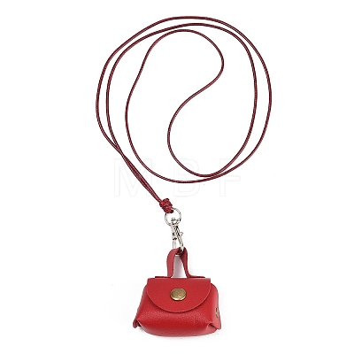 Mini PU Leather Headphone Bag Hanging Neck Pouches NJEW-G198-01C-1