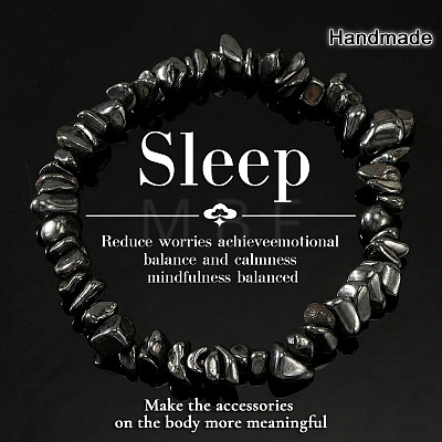 Synthetic Non-magnetic Hematite Chip Beaded Stretch Bracelets JI5766-19-1