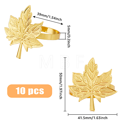 Maple Leaf Alloy Napkin Rings AJEW-WH0314-77G-1