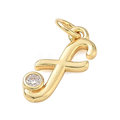 Brass Micro Pave Clear Cubic Zirconia Charms KK-D289-66G-F-1