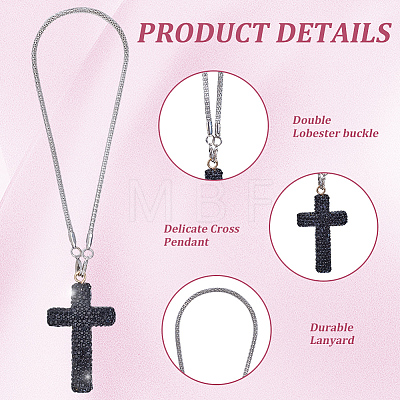 Polymer Clay Rhinestone Cross Pendant Alloy Chain Necklaces NJEW-CN0001-16A-1