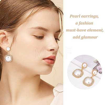 ANATTASOUL 4 Pairs 4 Style Exquisite Plastic Imitation Pearl Beaded Dangle Stud Earrings EJEW-AN0002-09-1