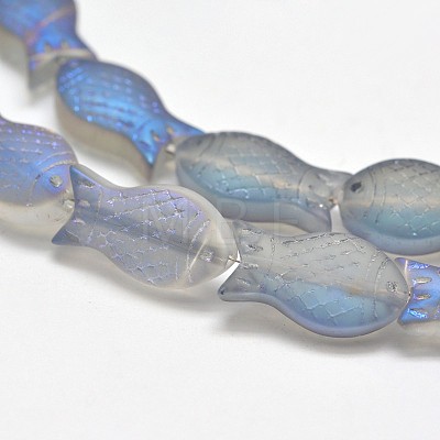 Frosted Electroplate Glass Fish Beads Strands EGLA-M001-D04-1